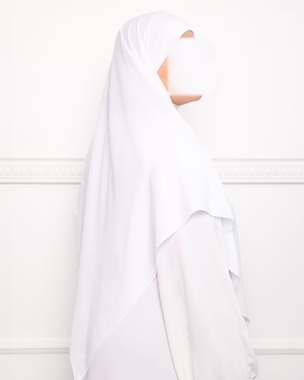 Khimar court en crêpe pointu khimar triangle khimar pas cher mon hijab pas cher blanc